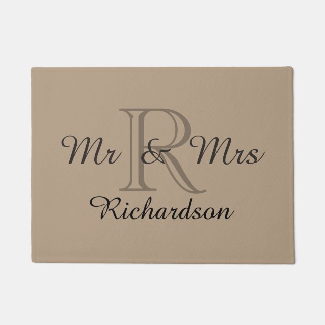 CHIC DOOR MAT_"Mr & Mrs"_NAME/MONOGRAM Doormat (Front)