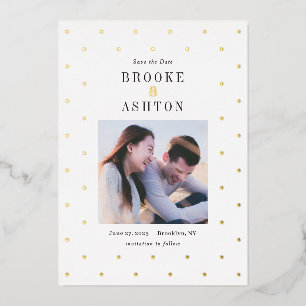 Chic Dots FOIL Modern Wedding Save The Date Card