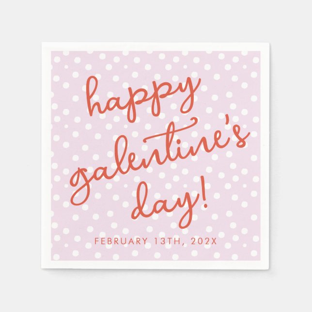 Chic Dots Happy Galentines Day Party Napkin (Front)