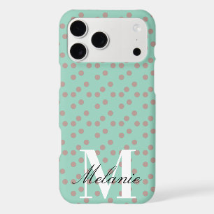 Chic Dots Mint Green Custom Monogram