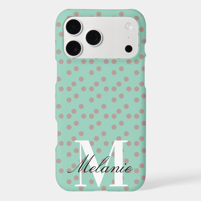 Chic Dots Mint Green Custom Monogram (Back)