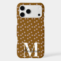 Chic Dots Pink Brown Custom Monogram