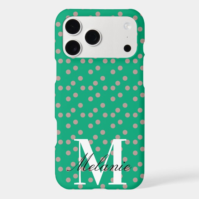Chic Dots Pink Green Custom Monogram (Back)