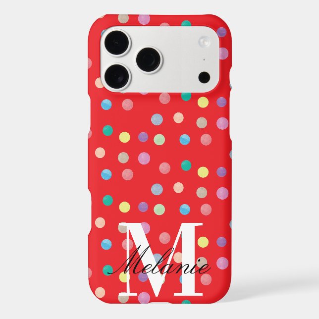 Chic Dots Watercolor Rainbow Custom Monogram (Back)