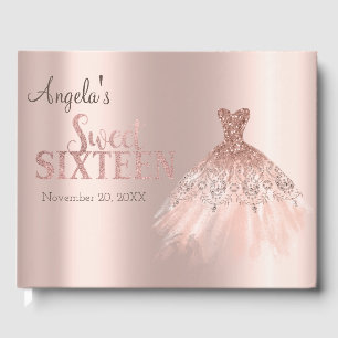 Chic Dress Rose Gold Sweet 16 Guest Book
