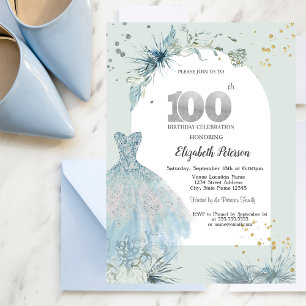 Chic Dress Winter 100th Birthday  Invitation