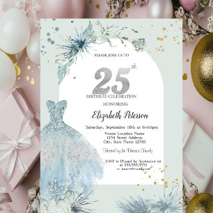 Chic Dress Winter 25th Birthday  Invitation