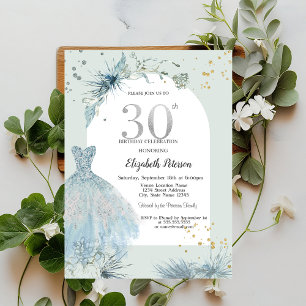 Chic Dress Winter 30th Birthday  Invitation