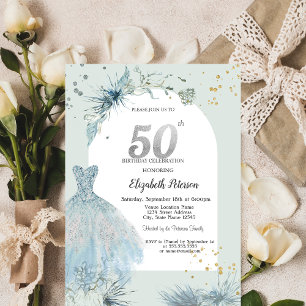 Chic Dress Winter 50th Birthday  Invitation