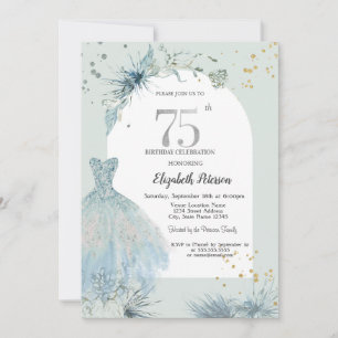 Chic Dress Winter 75th Birthday Invitation