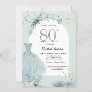 Chic Dress Winter 80th Birthday Invitation