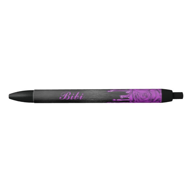 Chic Dripping Roses Personalised Pen Purple (Front)