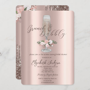Chic Drips,Glass,Roses Brunch & Bubbly Invitation