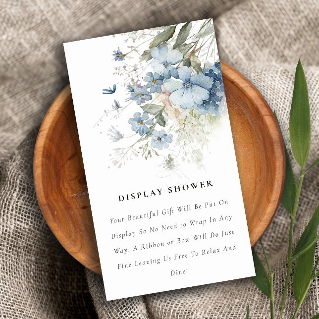 Chic Dusky Blue Floral Display Shower Baby Shower Enclosure Card (Creator Uploaded)