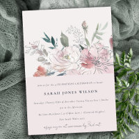 Chic Dusky Blush Watercolor Floral Birthday