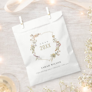 Chic Dusky Pink Blush Wildflower Crest Graduation Favour Bag