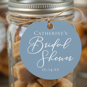 Chic Dusty Blue Bridal Shower Personalised Favour Tags