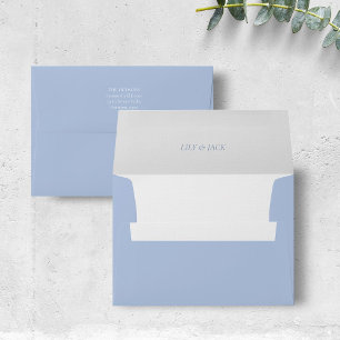 Chic Dusty Blue Couple Names Event Wedding Envelope