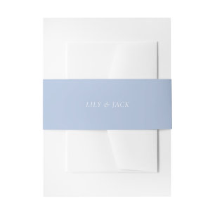 Chic Dusty Blue Couple Names Wedding Invitation Belly Band