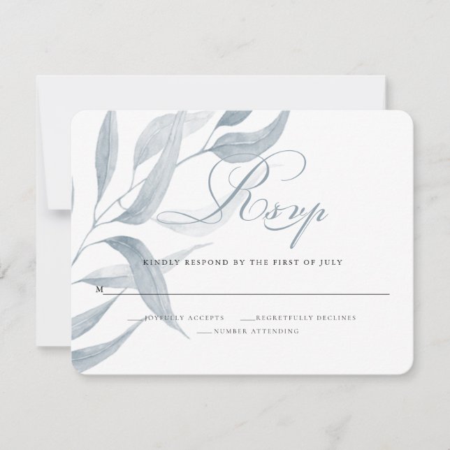 Chic Dusty Blue Foliage Wedding Response 2 (Front)