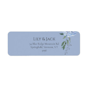 Chic Dusty Blue Hydrangea Floral Return Address Label