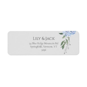 Chic Dusty Blue Hydrangea Floral Return Address Return Address Label