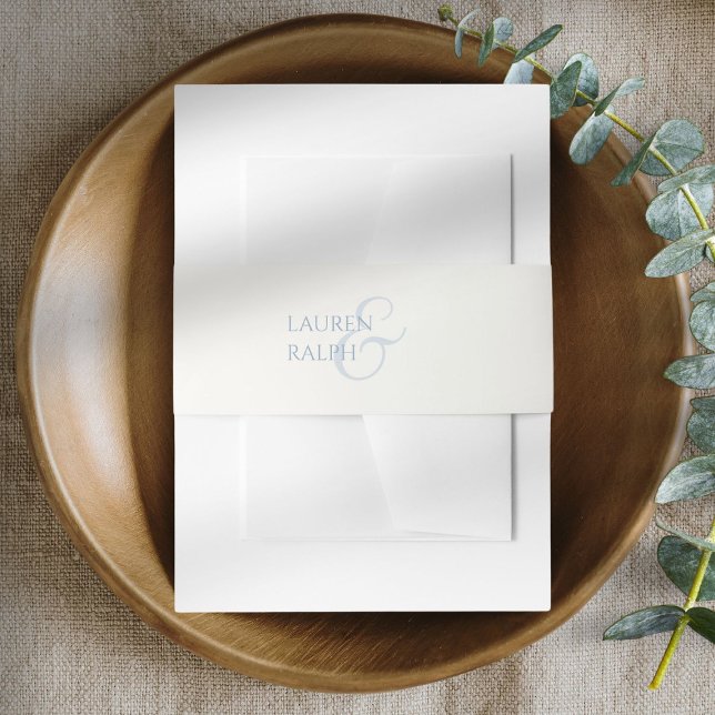 Chic Dusty Blue & Ivory Minimalist Script Wedding  Invitation Belly Band (Creator Uploaded)