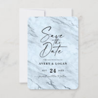 Chic Dusty Blue Marble with Grey Foil Details