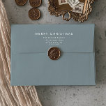 Chic | Dusty Blue Merry Christmas Card Envelope<br><div class="desc">These chic dusty blue Merry Christmas card envelopes are perfect for a modern holiday card or invitation. The simple design features classic minimalist white typography with a rustic boho feel. Customisable in any colour. Keep the design minimal and elegant, as is, or personalise it by adding your own graphics and...</div>