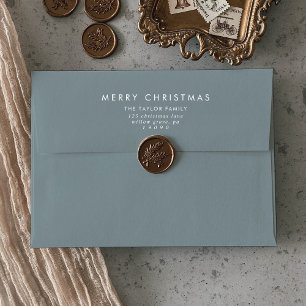 Chic   Dusty Blue Merry Christmas Card Envelope