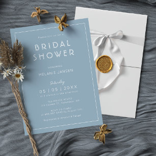 Chic Dusty Blue Minimalist & Modern Bridal Shower  Invitation
