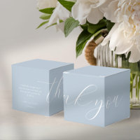 Chic Dusty Blue Script Wedding Thank you Favour Bo