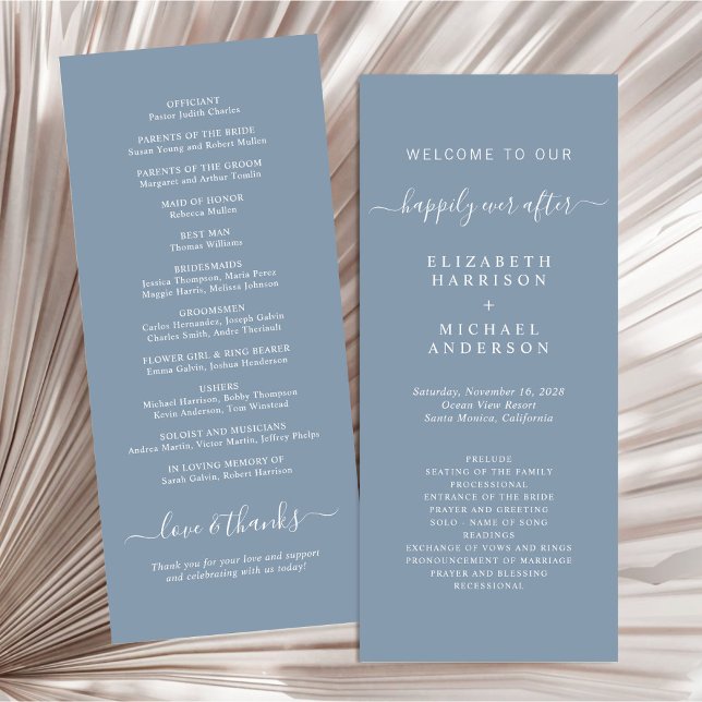 Chic Dusty Blue Wedding Ceremony Program (Creator Uploaded)