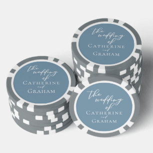 Chic Dusty Blue Wedding Personalised Poker Chips