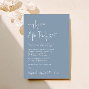 Chic Dusty Blue Wedding Reception Invitation