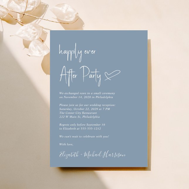 Chic Dusty Blue Wedding Reception Invitation (Creator Uploaded)