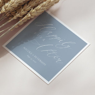 Chic Dusty Blue & White Happily Ever After Wedding Napkin