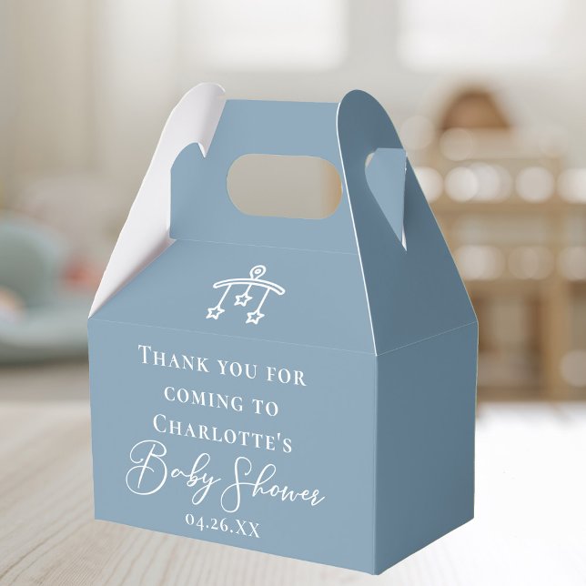 Chic Dusty Blue White Minimalist Baby Shower Favour Box (Creator Uploaded)