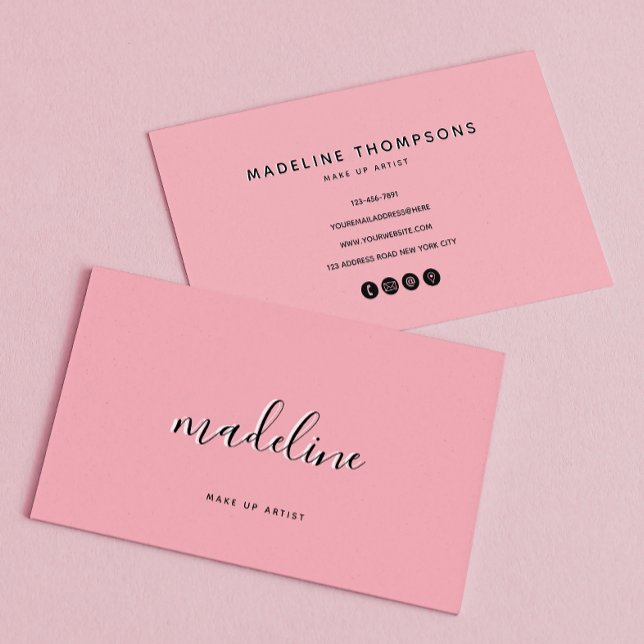 Chic Dusty Blush Pink with black Calligraphy name Business Card (Creator Uploaded)