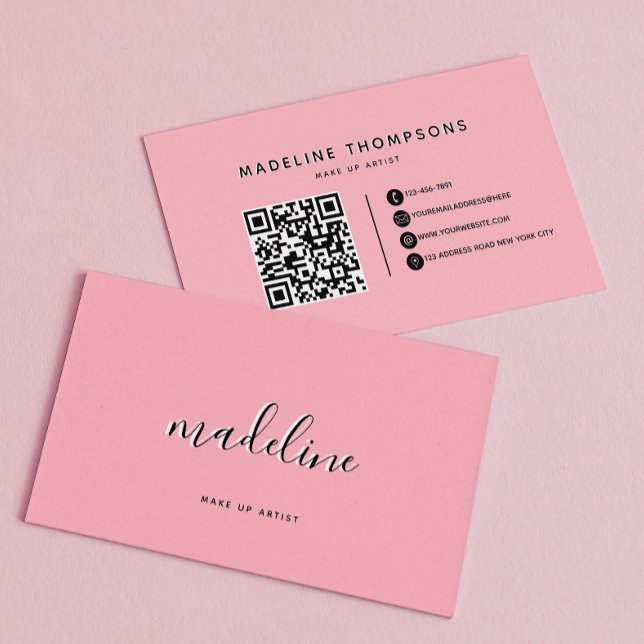 Chic Dusty Blush Pink with black Calligraphy name Business Card (Creator Uploaded)
