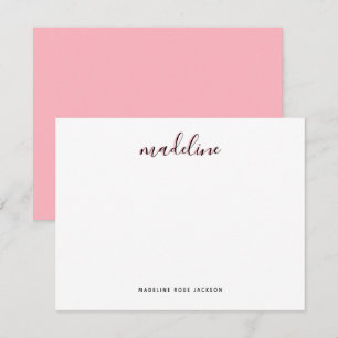 Chic Dusty Blush Pink with black Calligraphy name Card