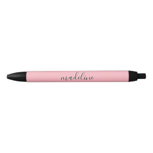 Chic Dusty Blush Pink with black Calligraphy name  Ink Pen