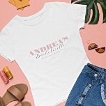 Chic Dusty Pink Bold Script Custom Bachelorette T- T-Shirt<br><div class="desc">Celebrate your bachelorette with this elegant,  minimalist t-shirt,  featuring bold dusty pink typography and elegant calligraphy. Easily add your own details by clicking on the "personalise" option.</div>