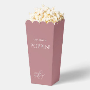 Chic Dusty PInk Couple Monogram Popcorn  Favour Box