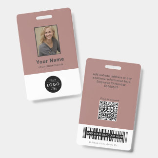 Chic Dusty Rose Aesthetic QR Code ID Barcode Badge