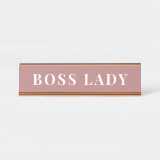 Chic Dusty Rose Boss Lady Desk Custom Name Plate
