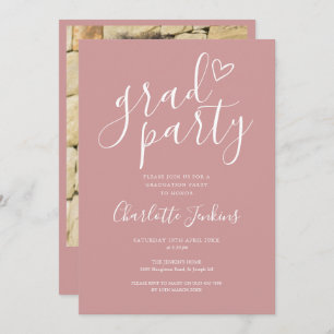 Chic Dusty Rose Grad Party Photo Graduation Party Invitation