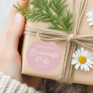 Chic Dusty Rose Pink Bachelorette Party Custom Classic Round Sticker