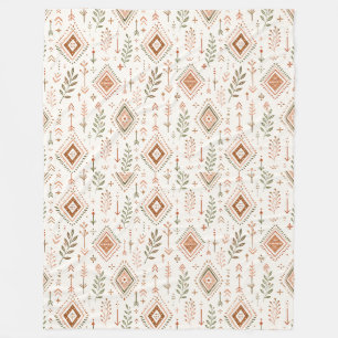 Chic Earthy Boho Rainbow Leaves Fleece Blanket Art