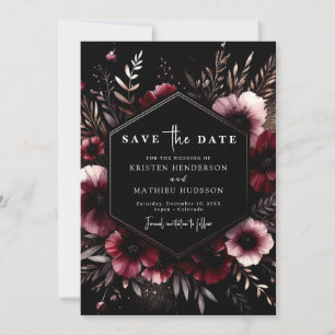 Chic Earthy Burgundy Wedding Save The Date